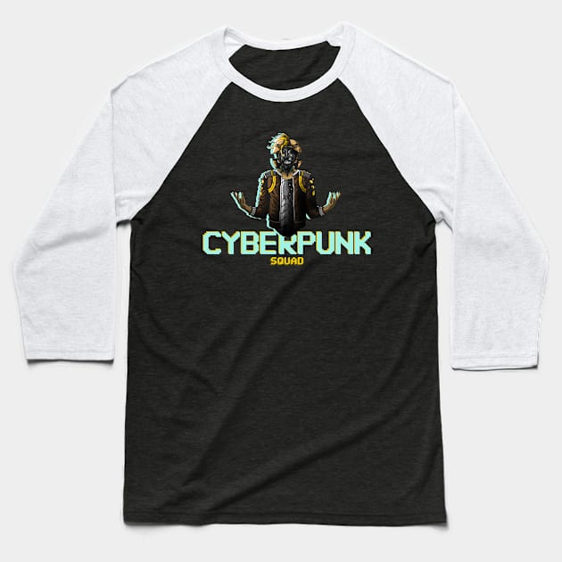 Cyberpunk Future Is Here 2077 Baseball T-Shirt by Here Comes Art